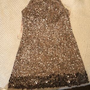 Aidan Mattox Taupe Sequin Formal Dress